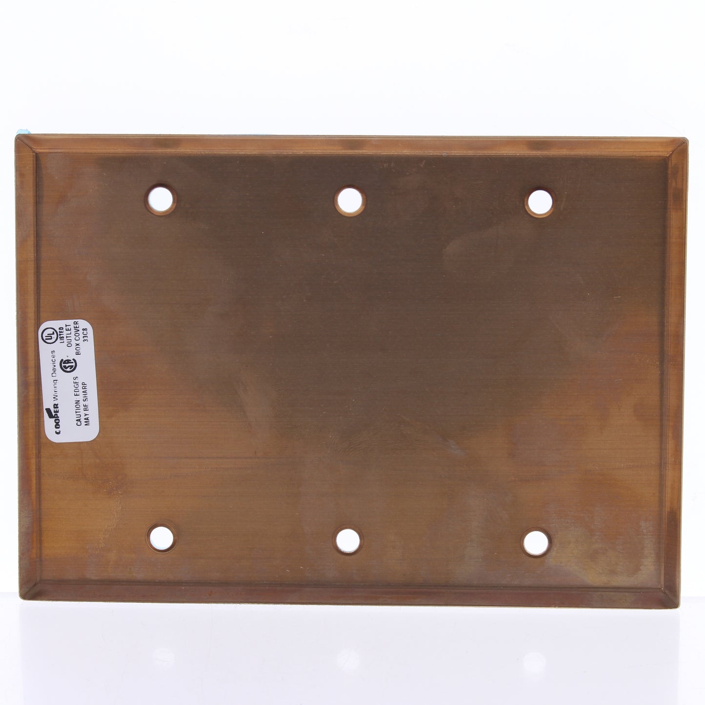 Cooper 93153CU Copper 3-Gang Blank CuVerro Antimicrobial Wallplate Box Mount