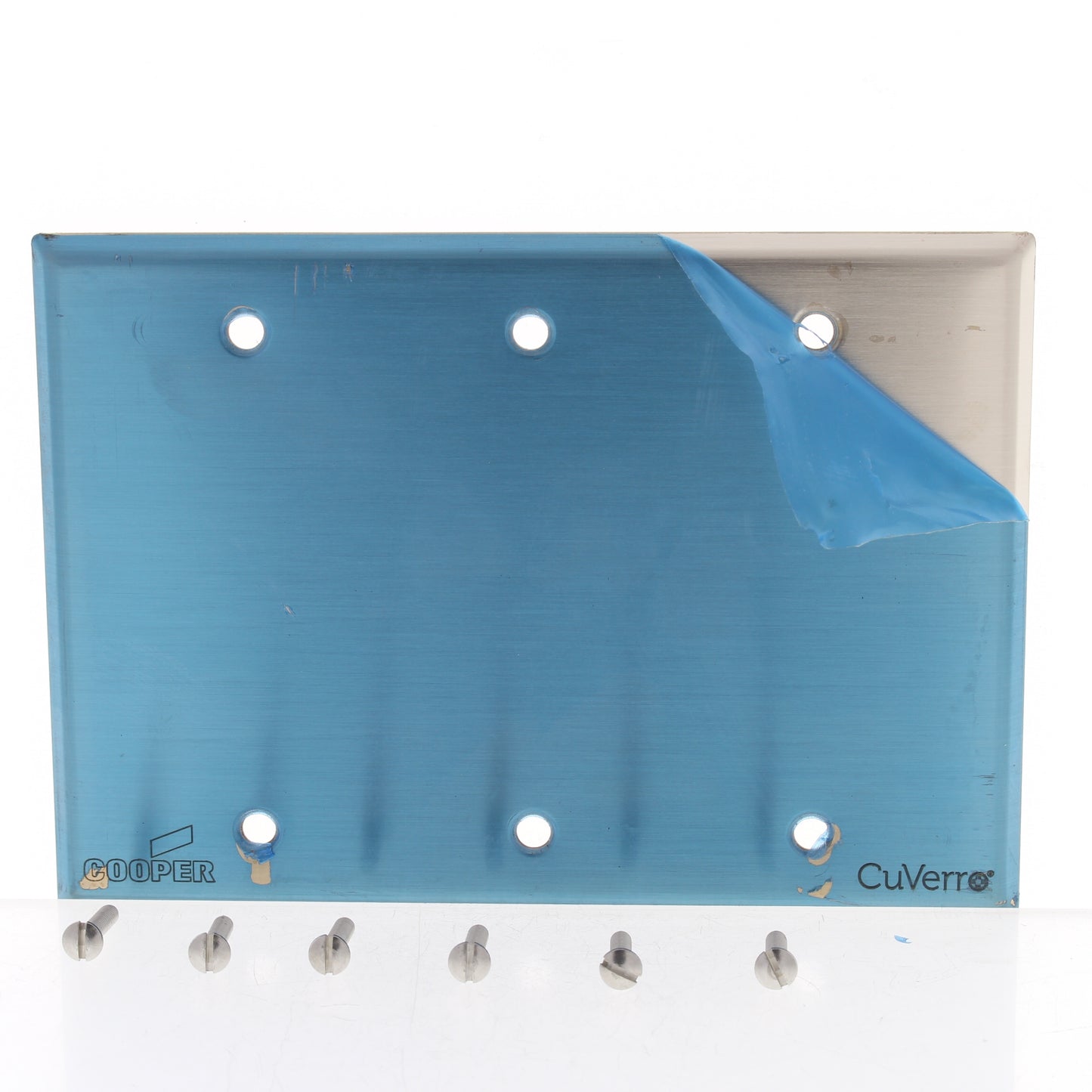 Cooper 93153CUR Copper 3-Gang Blank CuVerro Antimicrobial Wallplate Box Mount