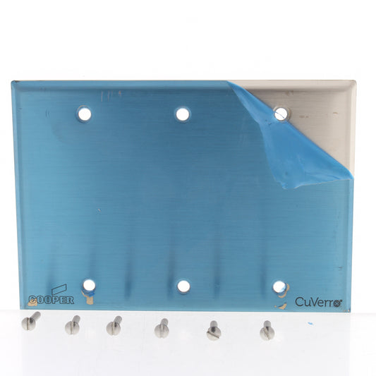 Cooper 93153CUR Copper 3-Gang Blank CuVerro Antimicrobial Wallplate Box Mount