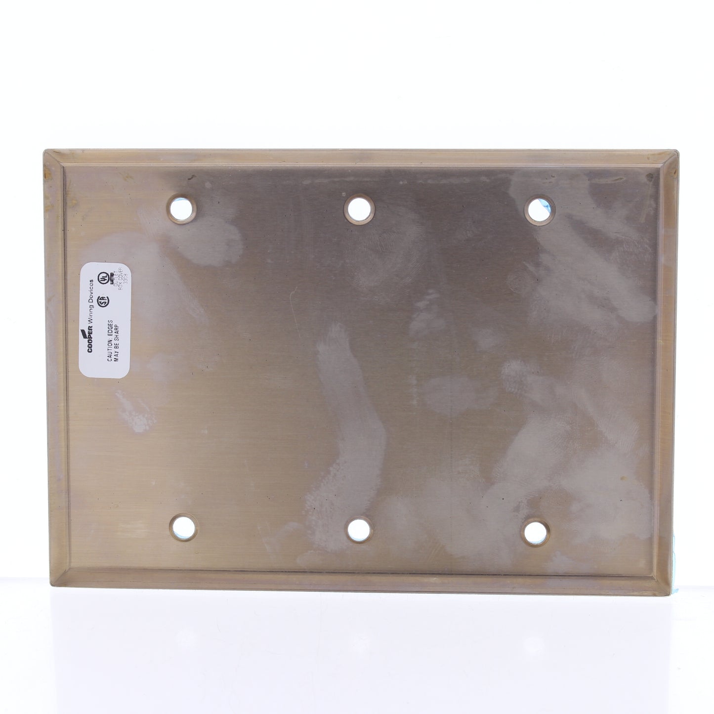 Cooper 93153CUR Copper 3-Gang Blank CuVerro Antimicrobial Wallplate Box Mount