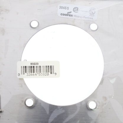 Cooper 93223 Stainless Steel 2-Gang 2.4688 Opening Outlet Wallplate Non-Magnetic