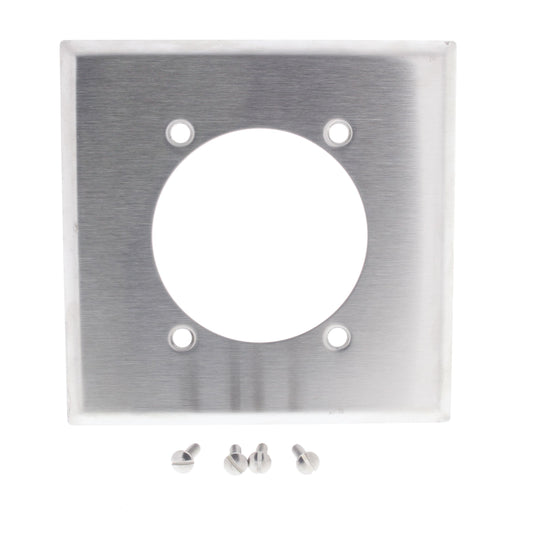 Cooper 93223 Stainless Steel 2-Gang 2.4688 Opening Outlet Wallplate Non-Magnetic