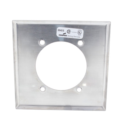 Cooper 93223 Stainless Steel 2-Gang 2.4688 Opening Outlet Wallplate Non-Magnetic