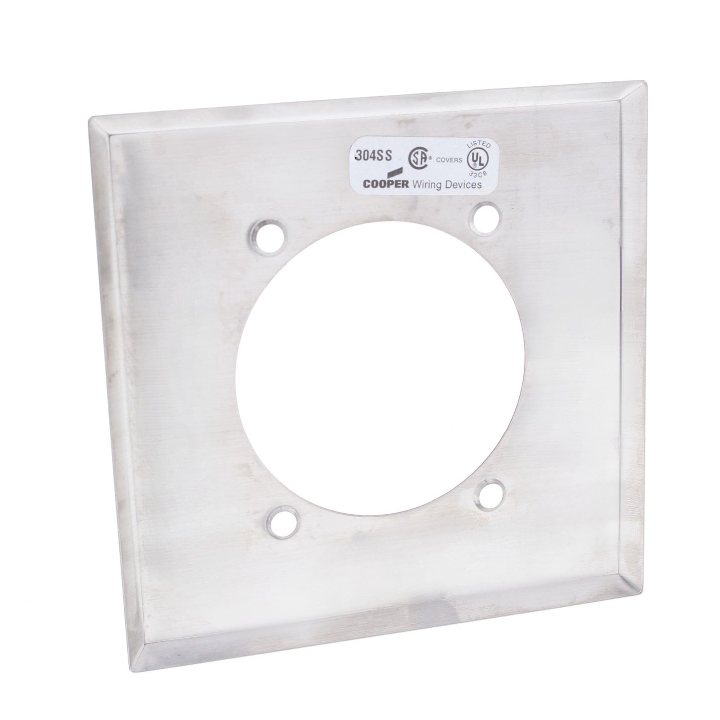 Cooper 93223 Stainless Steel 2-Gang 2.4688 Opening Outlet Wallplate Non-Magnetic