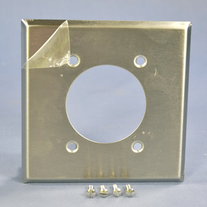 Cooper 93227 Stainless Steel 2.1563" Receptacle Outlet 2-Gang Cover Wallplate