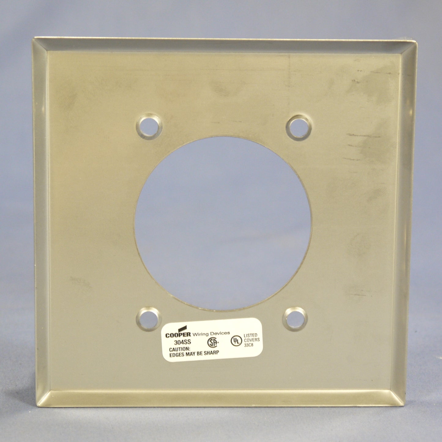 Cooper 93227 Stainless Steel 2.1563" Receptacle Outlet 2-Gang Cover Wallplate