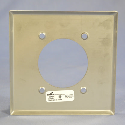 Cooper 93227 Stainless Steel 2.1563" Receptacle Outlet 2-Gang Cover Wallplate