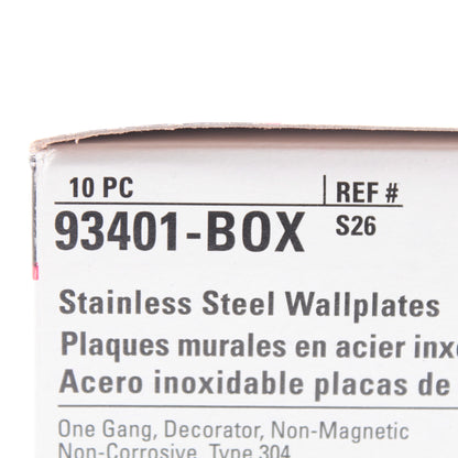 Cooper 93401 Non-Magnetic Stainless Steel GFCI Decorator Wallplate Covers 10pcs