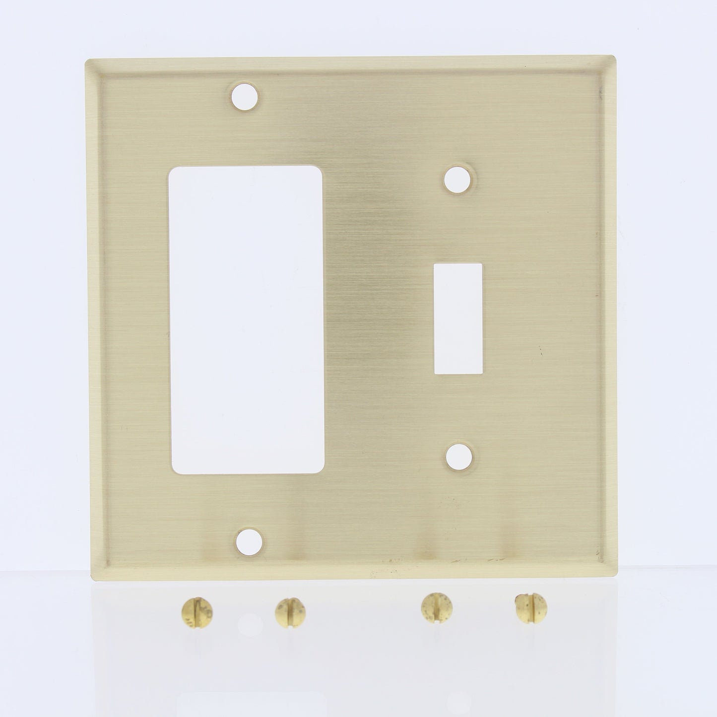 Cooper 94432 Satin Brass 2-Gang Toggle Switch Decorator Standard Wallplate
