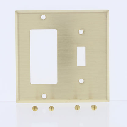 Cooper 94432 Satin Brass 2-Gang Toggle Switch Decorator Standard Wallplate