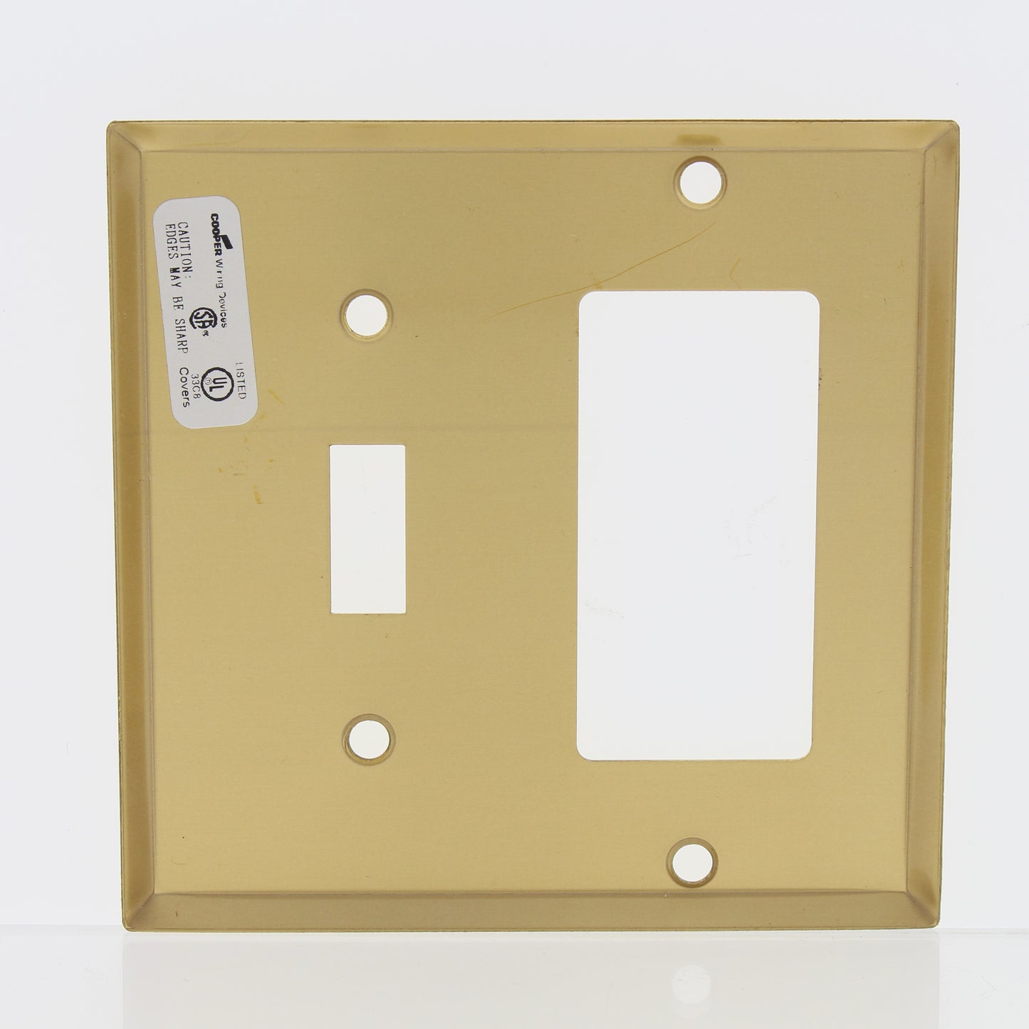 Cooper 94432 Satin Brass 2-Gang Toggle Switch Decorator Standard Wallplate