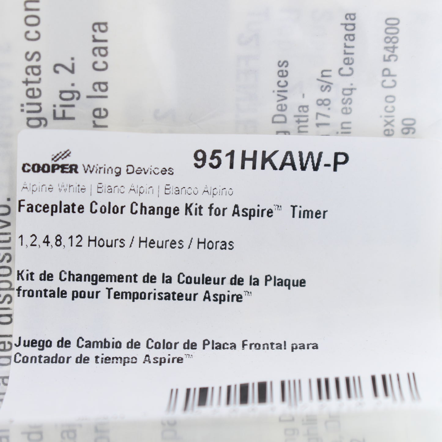 Cooper Aspire AlPine White Color Change Kit for 1,2,4,8,12 Hour Timer 951HKAW-P