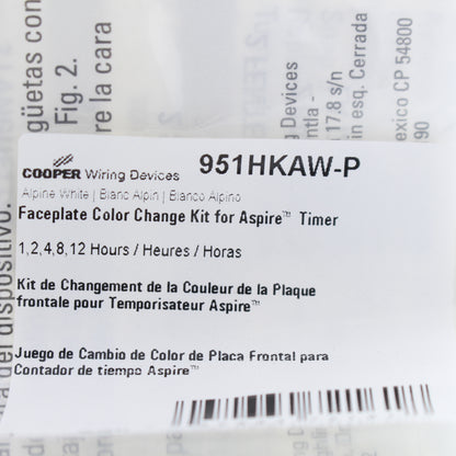 Cooper Aspire AlPine White Color Change Kit for 1,2,4,8,12 Hour Timer 951HKAW-P