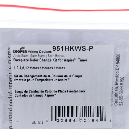 Cooper Aspire White Satin Color Change Kit for 1,2,4,8,12 Hour Timer 951HKWS-P