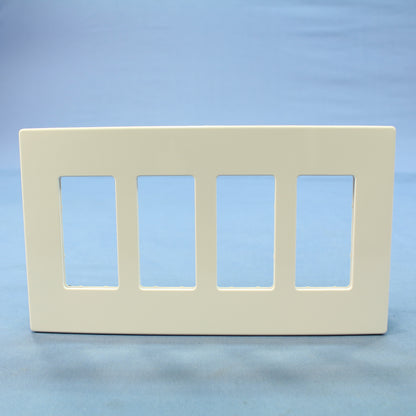Cooper 9524WS White Satin Pale Gray 4-Gang Decorator Unbreakable Wallplate Cover