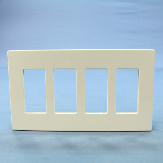 Cooper 9524WS White Satin Pale Gray 4-Gang Decorator Unbreakable Wallplate Cover