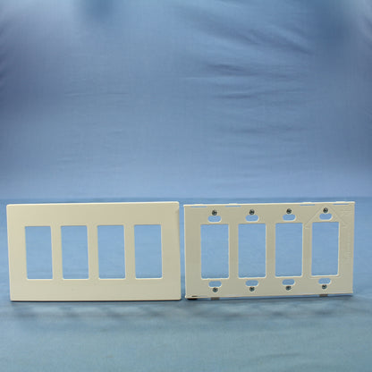 Cooper 9524WS White Satin Pale Gray 4-Gang Decorator Unbreakable Wallplate Cover