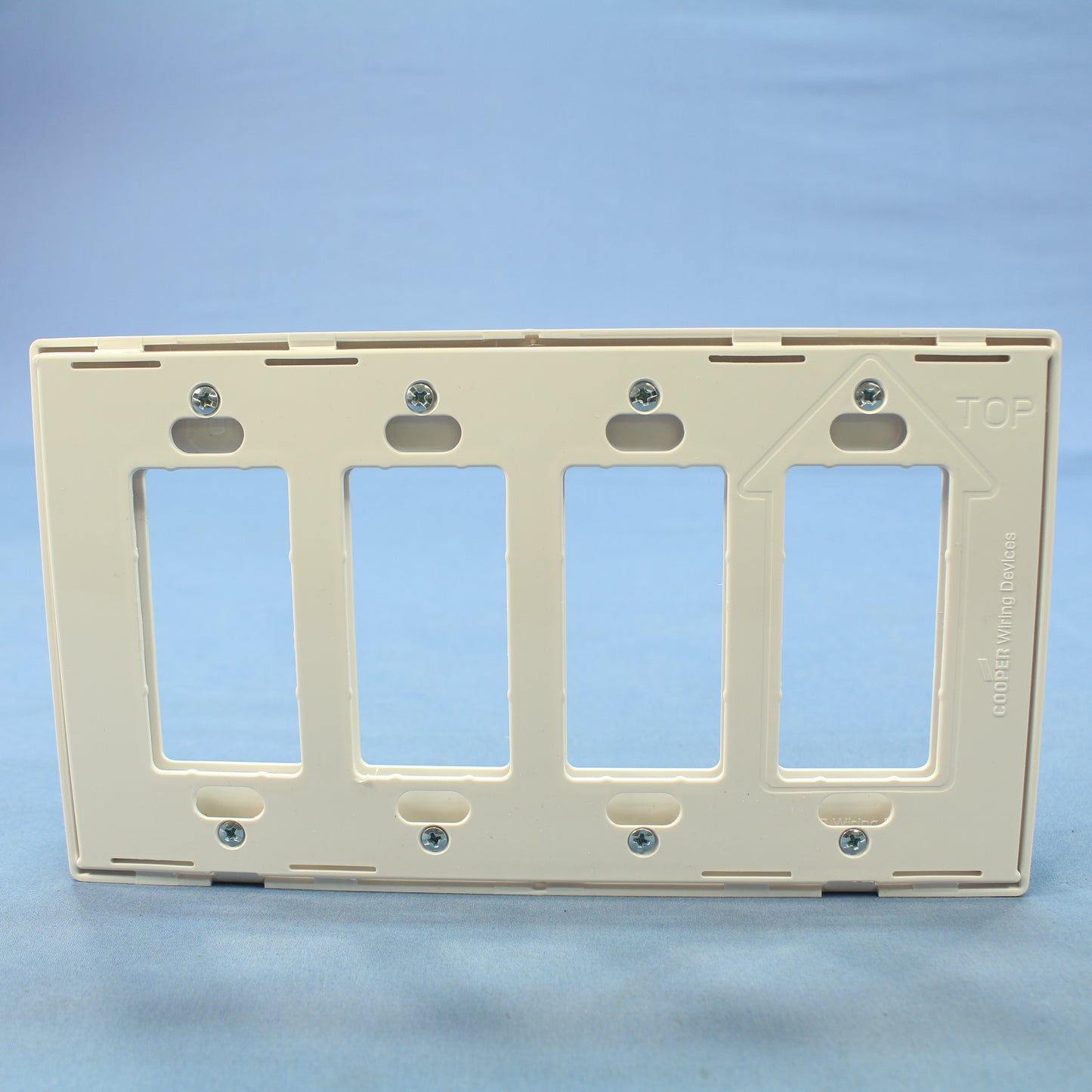 Cooper 9524WS White Satin Pale Gray 4-Gang Decorator Unbreakable Wallplate Cover