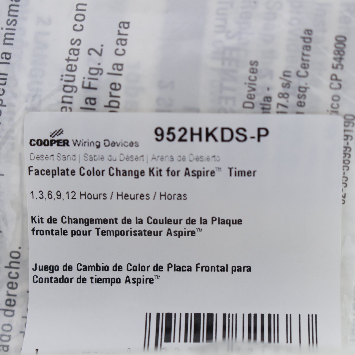 Cooper Aspire Desert Sand Color Change Kit for 1,3,6,9,12 Hour Timer 952HKDS-P