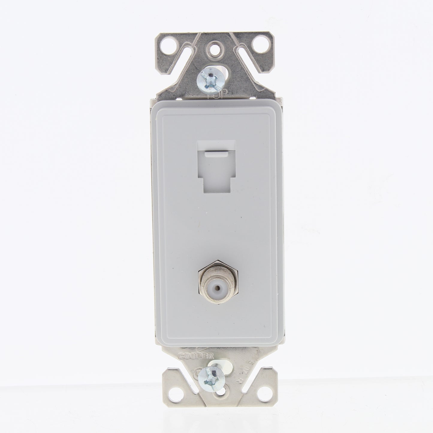 Cooper Aspire 9549-4WS White Satin (Pale Gray)  Phone/Coaxial Cable Combo Jack