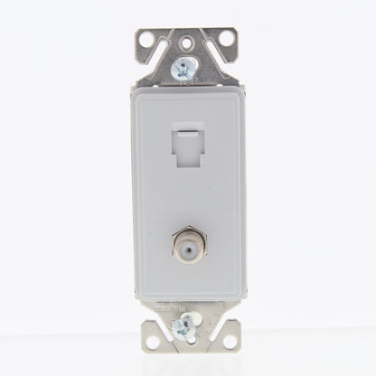 Cooper Aspire 9549-4WS White Satin (Pale Gray)  Phone/Coaxial Cable Combo Jack