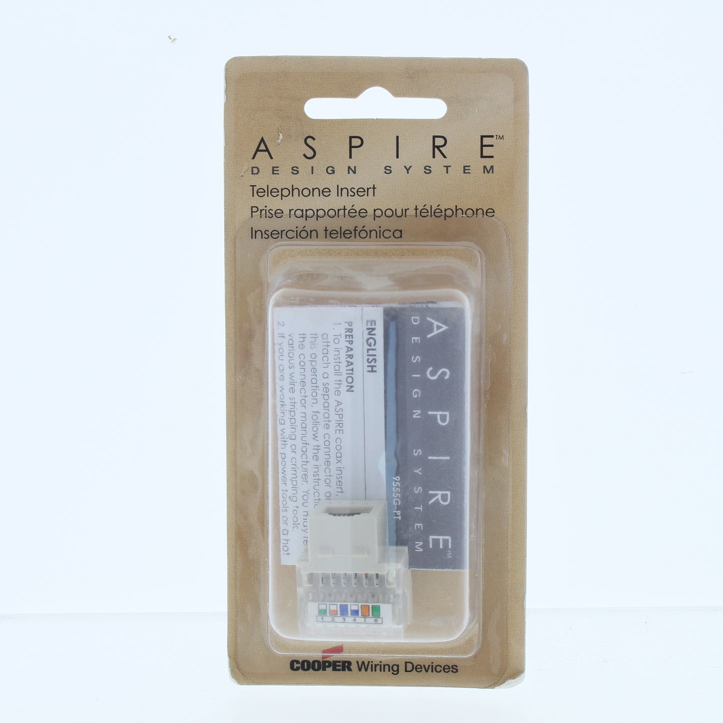 Cooper Aspire Desert Sand RJ12 Cat3 Snap-In Modular Voice Jack 6-Position 9556DS