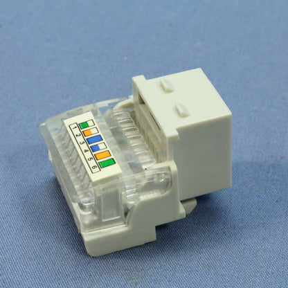 Cooper Aspire White Satin (Pale Gray) Cat3 Modular Voice Jack 6-Position 9556WS