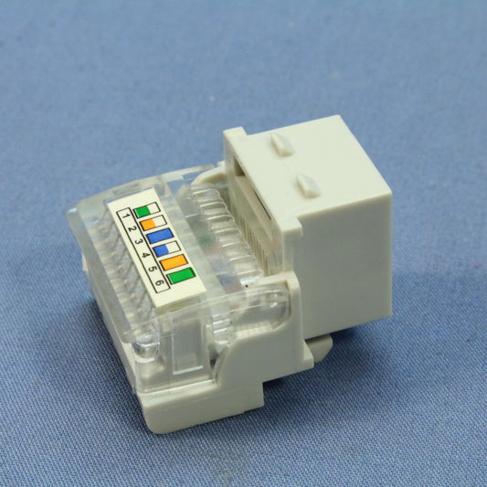 Cooper Aspire White Satin (Pale Gray) Cat3 Modular Voice Jack 6-Position 9556WS