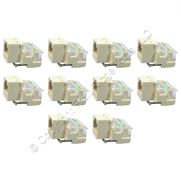 10 Cooper Aspire Desert Sand Cat5e Snap-In Modular Jacks 110 Style 8-Position