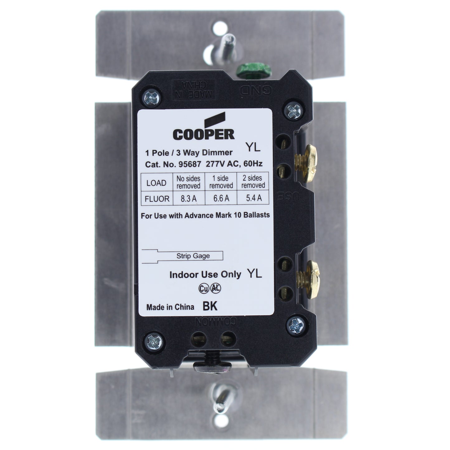95687AW White Aspire Alpine 1-Pole/3Way Slide Fluorescent Dimmer Mark 10 8A 277V