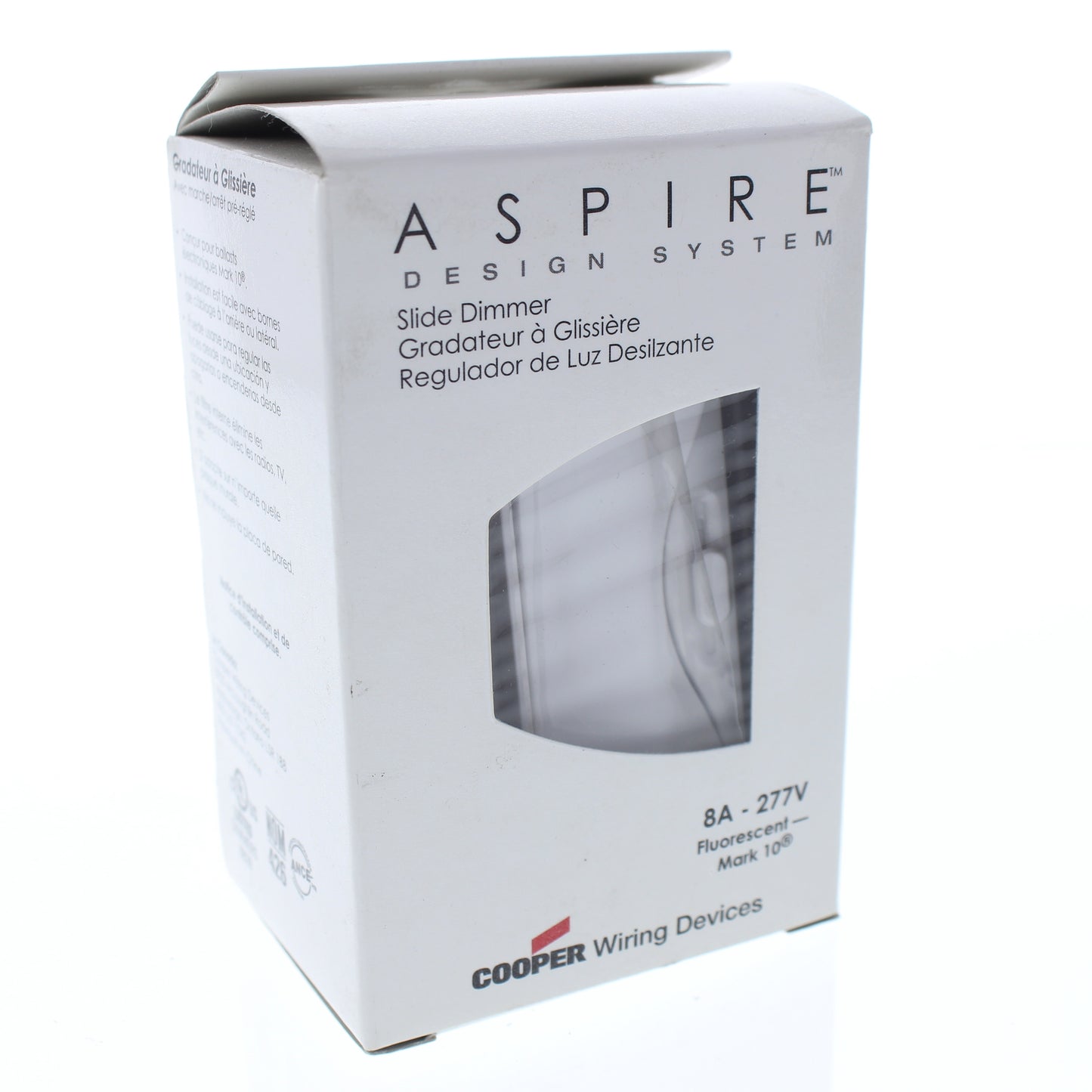 95687AW White Aspire Alpine 1-Pole/3Way Slide Fluorescent Dimmer Mark 10 8A 277V