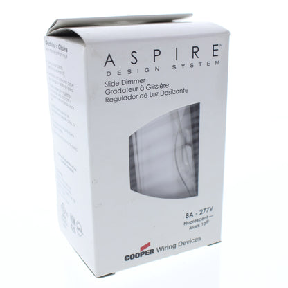 95687AW White Aspire Alpine 1-Pole/3Way Slide Fluorescent Dimmer Mark 10 8A 277V
