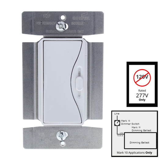 95687AW White Aspire Alpine 1-Pole/3Way Slide Fluorescent Dimmer Mark 10 8A 277V