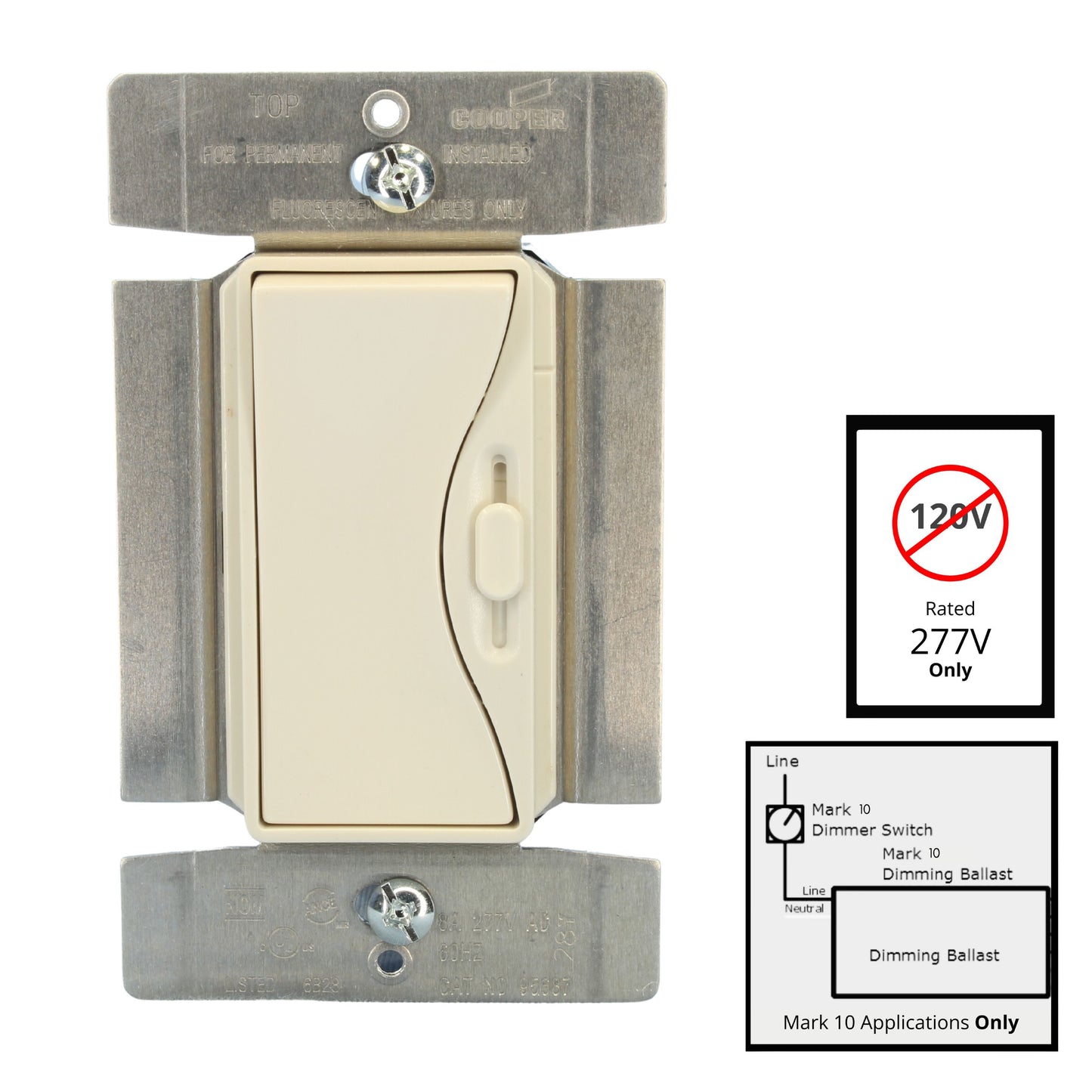 Aspire 95687DS Mark 10 Desert Sand 1-Pole/3way Preset Slide Dimmer 8A 277V Fluor