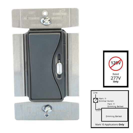 Aspire Silver Granite 1-Pole/3-Way Fluorescent Slide Dimmer 277V Mark 10 95687SG
