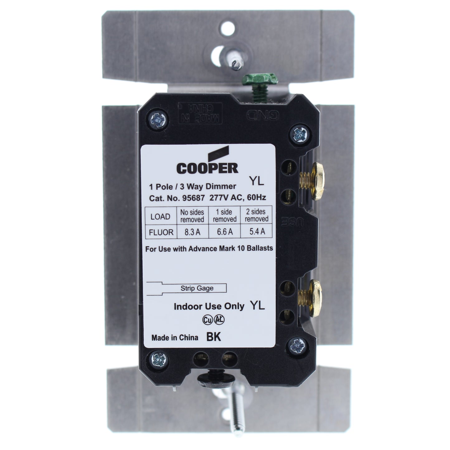 Aspire 95687WS White Satin (Pale Gray) 1-Pole/3Way Slide Fluorescent Dimmer 277V