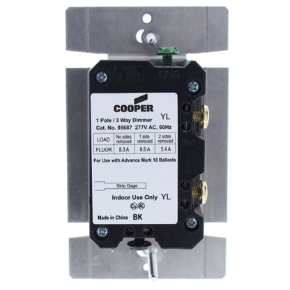 Aspire 95687WS White Satin (Pale Gray) 1-Pole/3Way Slide Fluorescent Dimmer 277V