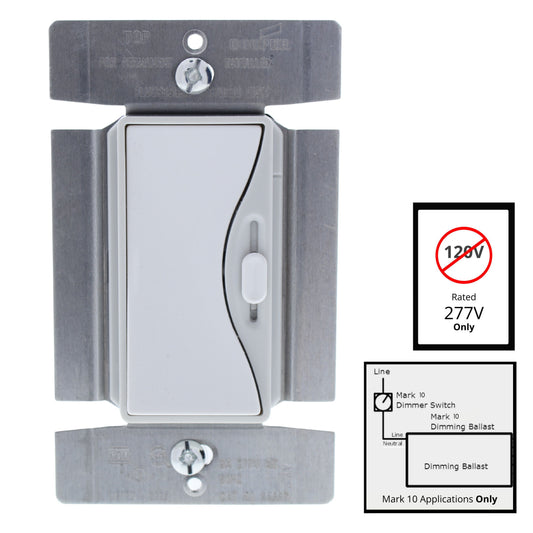 Aspire 95687WS White Satin (Pale Gray) 1-Pole/3Way Slide Fluorescent Dimmer 277V