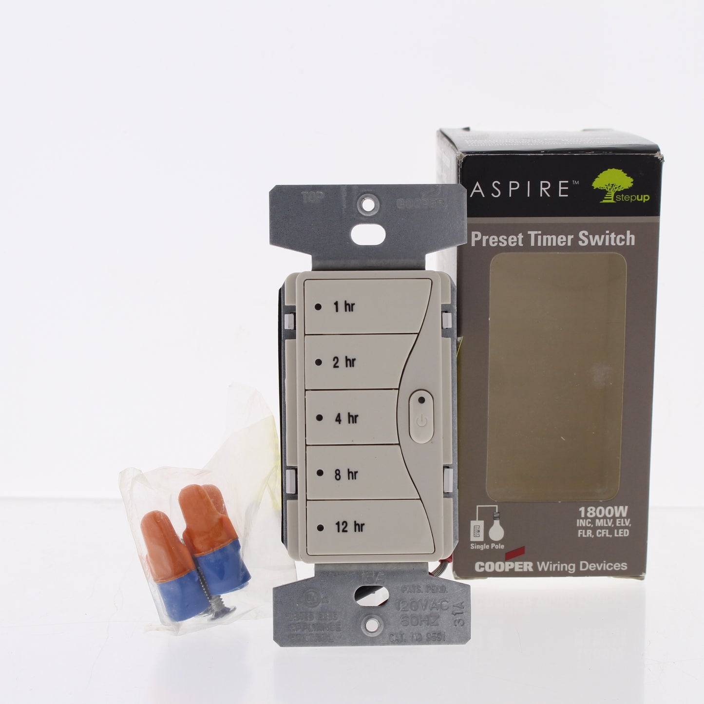 Cooper Aspire Desert Sand 1/2/4/8/12 Hour Timer LED/CFL/INC Single-Pole 9591WS