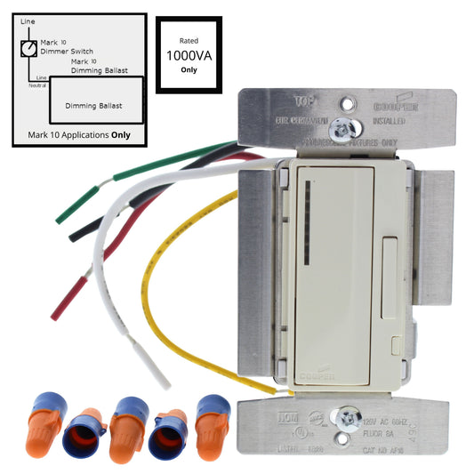 Cooper AF10-A Almond Smart Master Dimmer Preset Fluorescent Multi-Way 1000VA