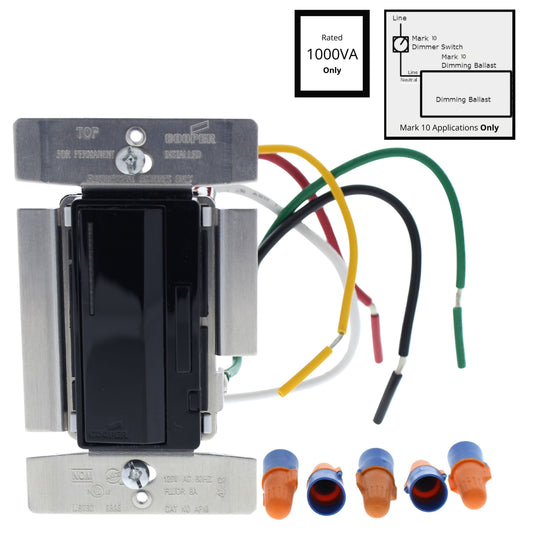 Cooper AF10-BK Black Smart Master Dimmer Preset Fluorescent Multi-Way 1000VA