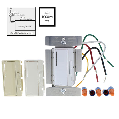 Cooper AF10 White Ivory Lt Almond 1000VA Fluorescent Smart Master Dimmer Preset