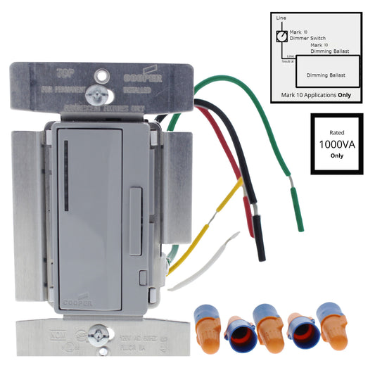 Cooper AF10-GY Gray Smart Master Dimmer Preset Fluorescent Multi-Way 1000VA
