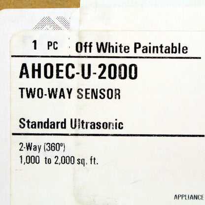 Cooper AH0EC-U-2000 White Paintable 360� 2-Way Ultrasonic Occupancy Sensor