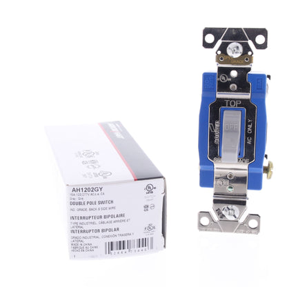 Cooper Gray Industrial Double Pole Toggle Light Switch 15A 120/277V AH1202GY