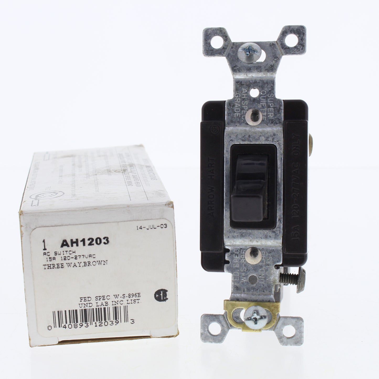 Cooper AH1203 Brown Industrial Toggle Wall Light Switch 15A 120/277V 3-Way B&S