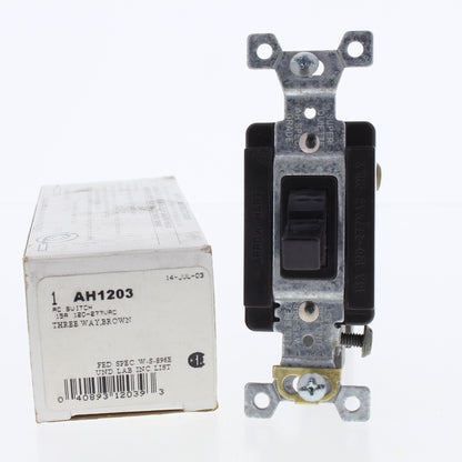 Cooper AH1203 Brown Industrial Toggle Wall Light Switch 15A 120/277V 3-Way B&S