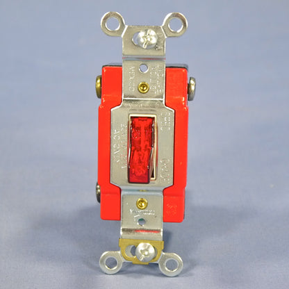 Cooper AH1221PL Red Pilot Light Single Pole Toggle Wall Switch 20A Industrial