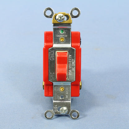 Arrow Hart AH1223RD Red Cooper Industrial Grade 3-Way Toggle Light Switch 20A
