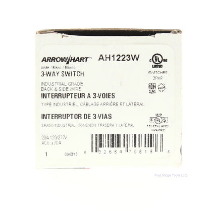 Arrow Hart AH1223W White Cooper Industrial 3-Way Toggle Light Switch 20A Box